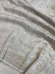 Tussar Georgette Handloom Banarasi Saree - All over Sona Roopa Jaal Work - The Handlooms