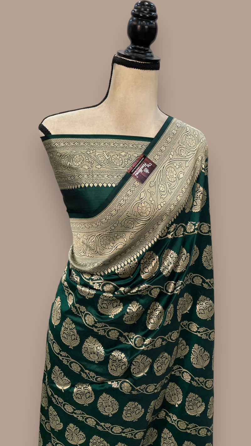 Pure Katan Silk Banarasi Handloom Saree - All Over Jaal Work - The Handlooms