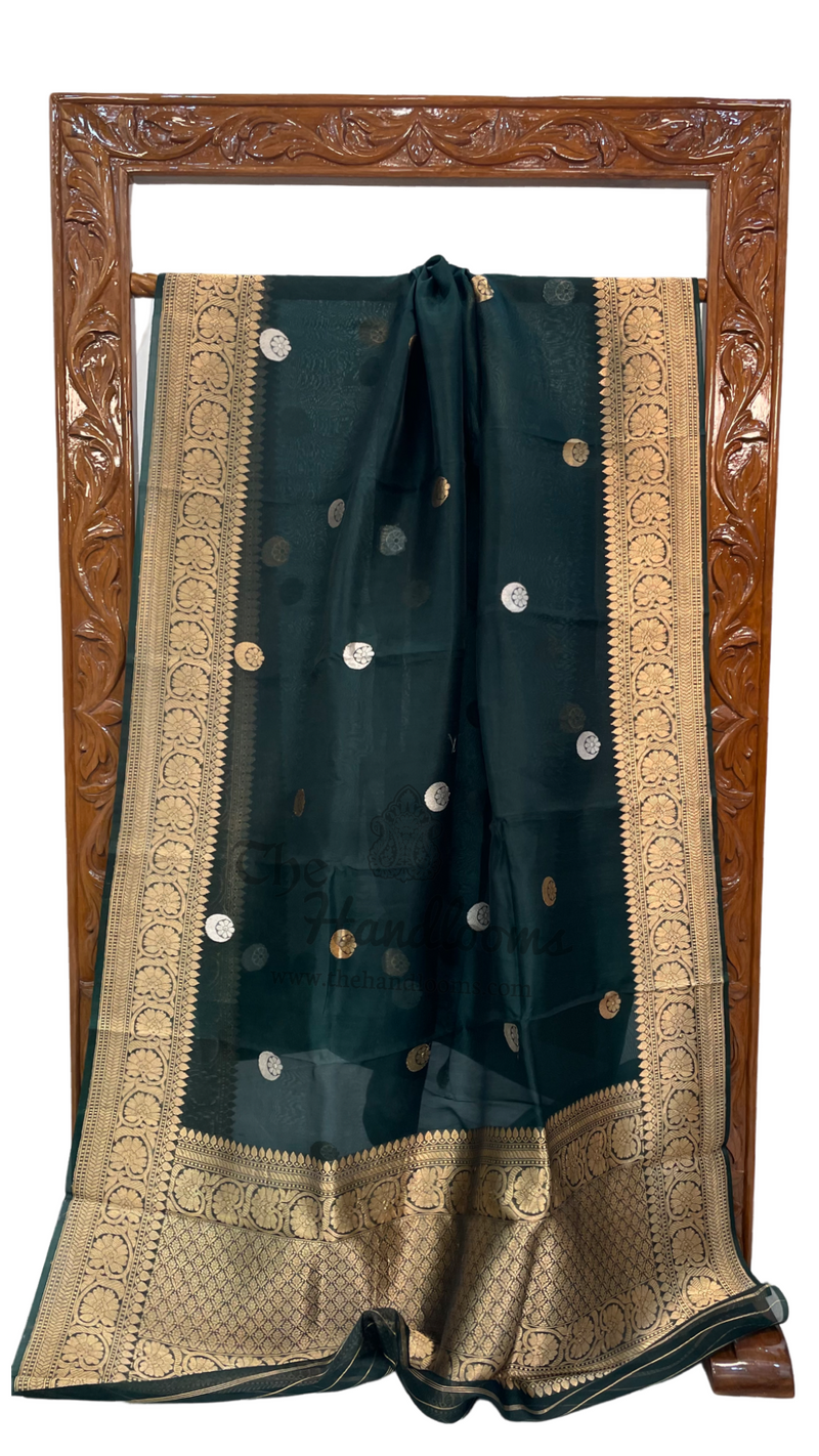 Pure Kora Handloom Banarasi Saree - Sona Roopa Alfi Kadua Boota - The Handlooms