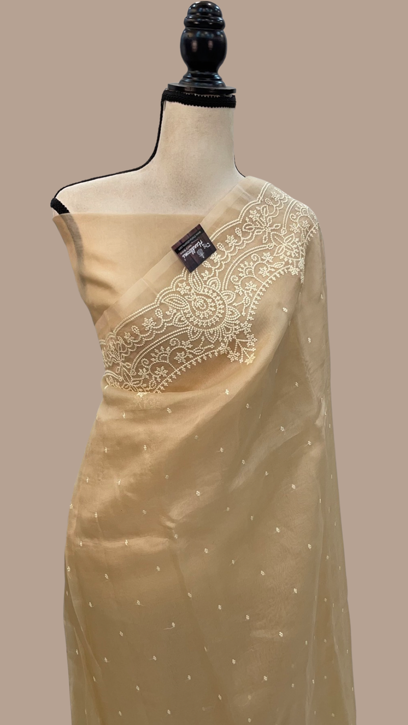 Pure Organza Chikankari Handloom Banarasi Saree - The Handlooms