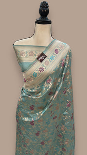 Pure Katan Silk Banarasi Handloom Saree - All over Jaal work with Meenakari - The Handlooms
