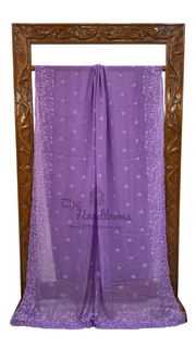 Pure Georgette Chikankari Handloom Banarasi Saree - The Handlooms