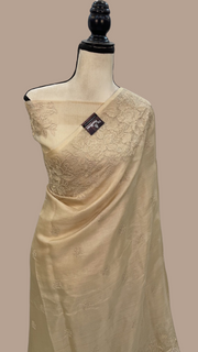 Tussar Silk Handloom Banarasi Saree With Chikankari - The Handlooms