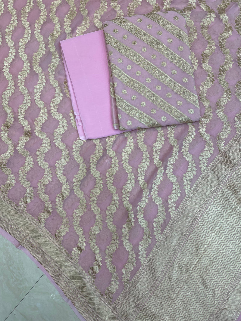 Pure Khaddi Georgette Banarasi Dress material - The Handlooms