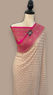 Pure Khaddi Crepe Georgette Handloom Banarasi Saree - The Handlooms
