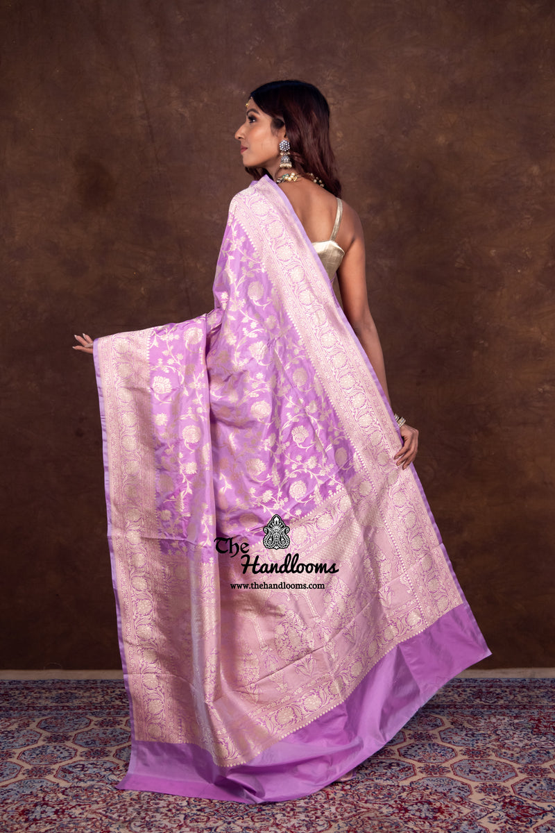 Mauvee Pure Katan Silk Banarasi Handloom Saree - All Over Jaal Work - The Handlooms