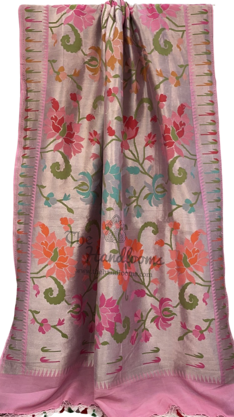 Pure Tussar Georgette Brocade Handloom Banarasi Saree - The Handlooms