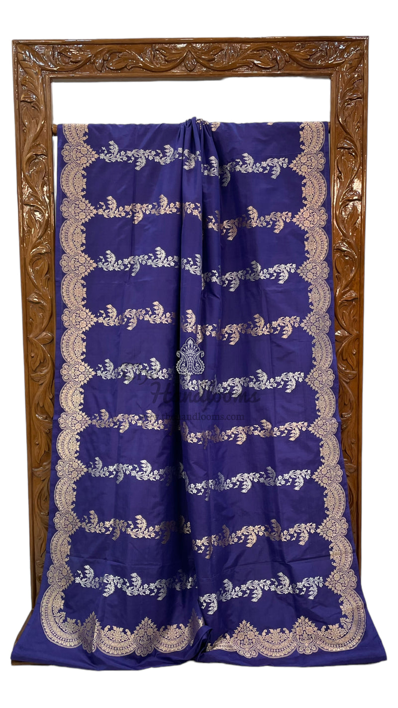 Pure Katan Silk Banarasi Handloom Saree - All over soona roopa  Kadua  stripe - The Handlooms