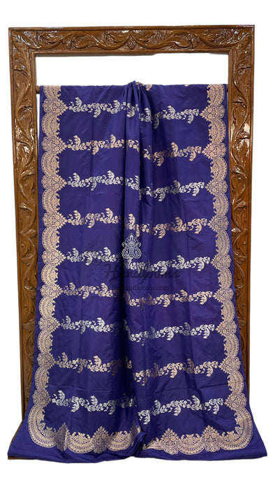 Pure Katan Silk Banarasi Handloom Saree - All over soona roopa  Kadua  stripe