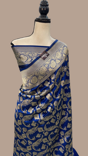 Pure Katan Silk Banarasi Handloom Saree - All Over Jaal Work - The Handlooms