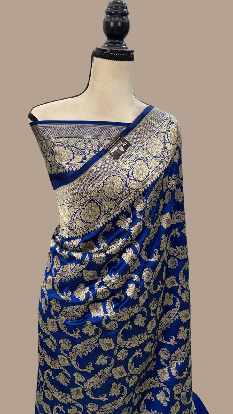 Pure Katan Silk Banarasi Handloom Saree - All Over Jaal Work - The Handlooms