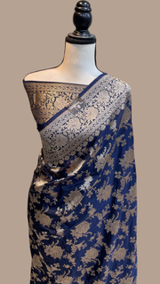 Pure Katan Silk Banarasi Handloom Saree - All Over Jaal Work - The Handlooms
