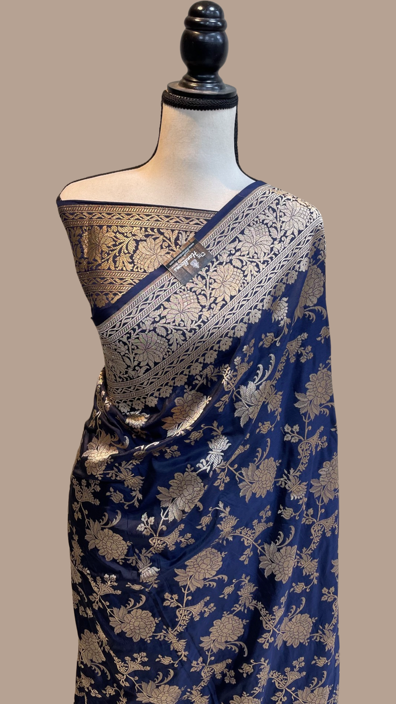 Pure Katan Silk Banarasi Handloom Saree - All Over Jaal Work - The Handlooms