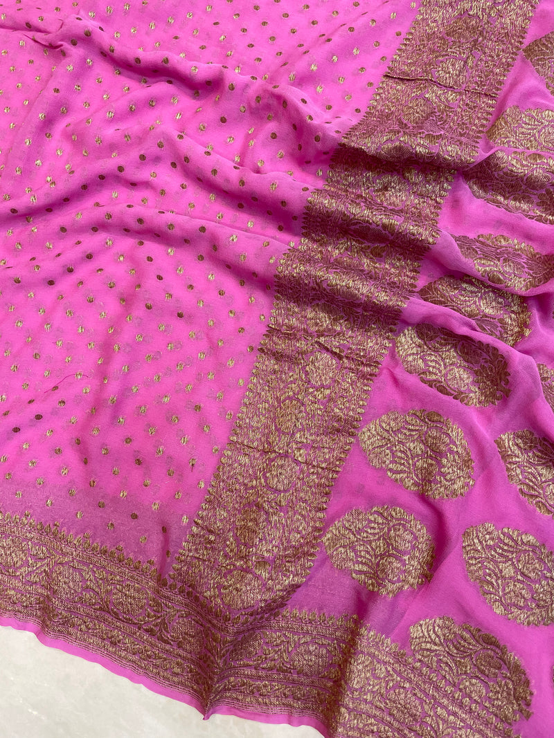 Khaddi Georgette Banarasi Saree -  Antique zari - The Handlooms