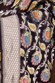 Black Pure Khaddi Georgette Banarasi Saree - water zari - The Handlooms