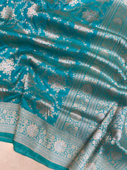 Pure Katan Silk Banarasi Handloom Saree - All over Sona Roopa Jaal work - The Handlooms
