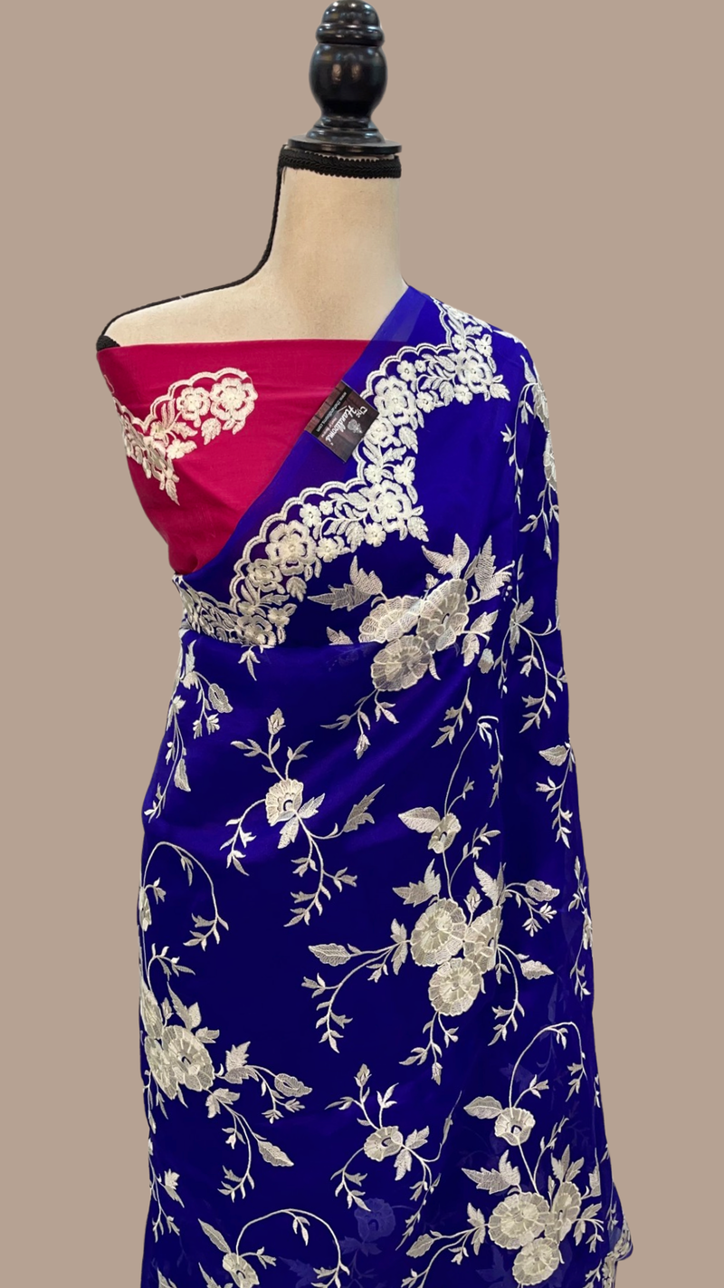 Organza Chikankari Handloom Banarasi Saree - The Handlooms