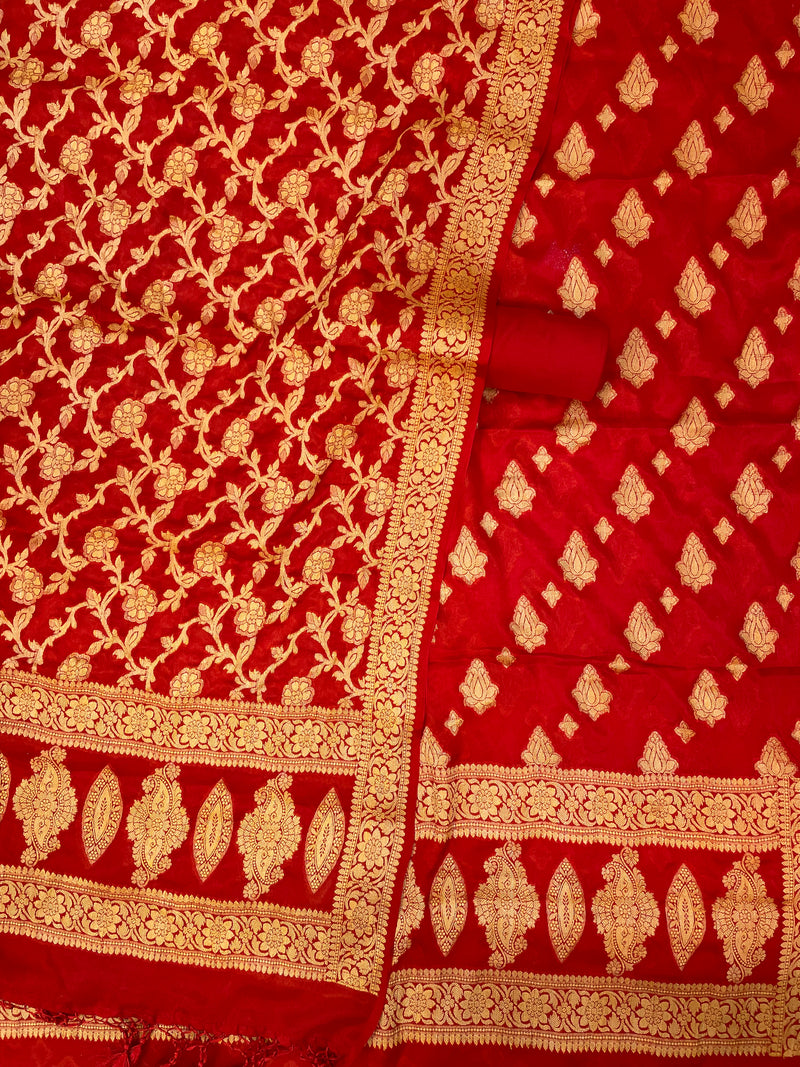 Pure Chiffon Khaddi Banarasi Dress material - The Handlooms