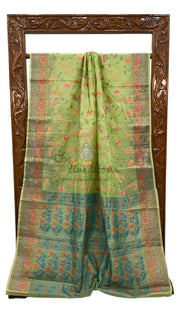 Tussar Silk Handloom Banarasi Saree With Chikankari - The Handlooms
