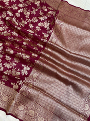 Pure Katan Silk Banarasi Handloom Saree - All Over Jaal Work - The Handlooms