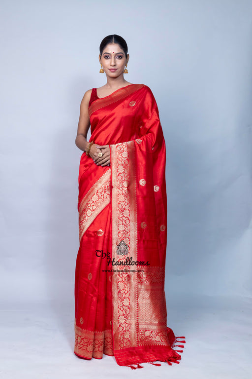 Pure Katan Silk Banarasi Handloom Saree - All Over Kadua Motifs - The Handlooms