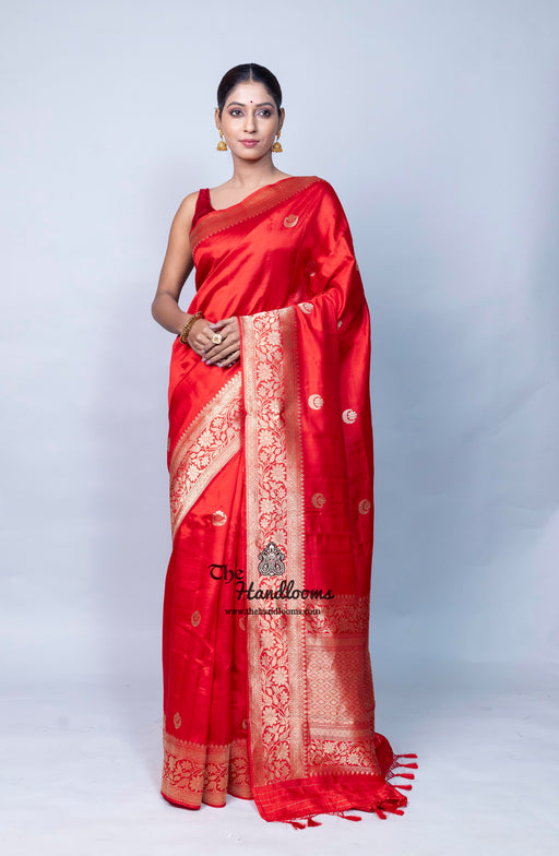 Pure Katan Silk Banarasi Handloom Saree - All Over Kadua Motifs - The Handlooms