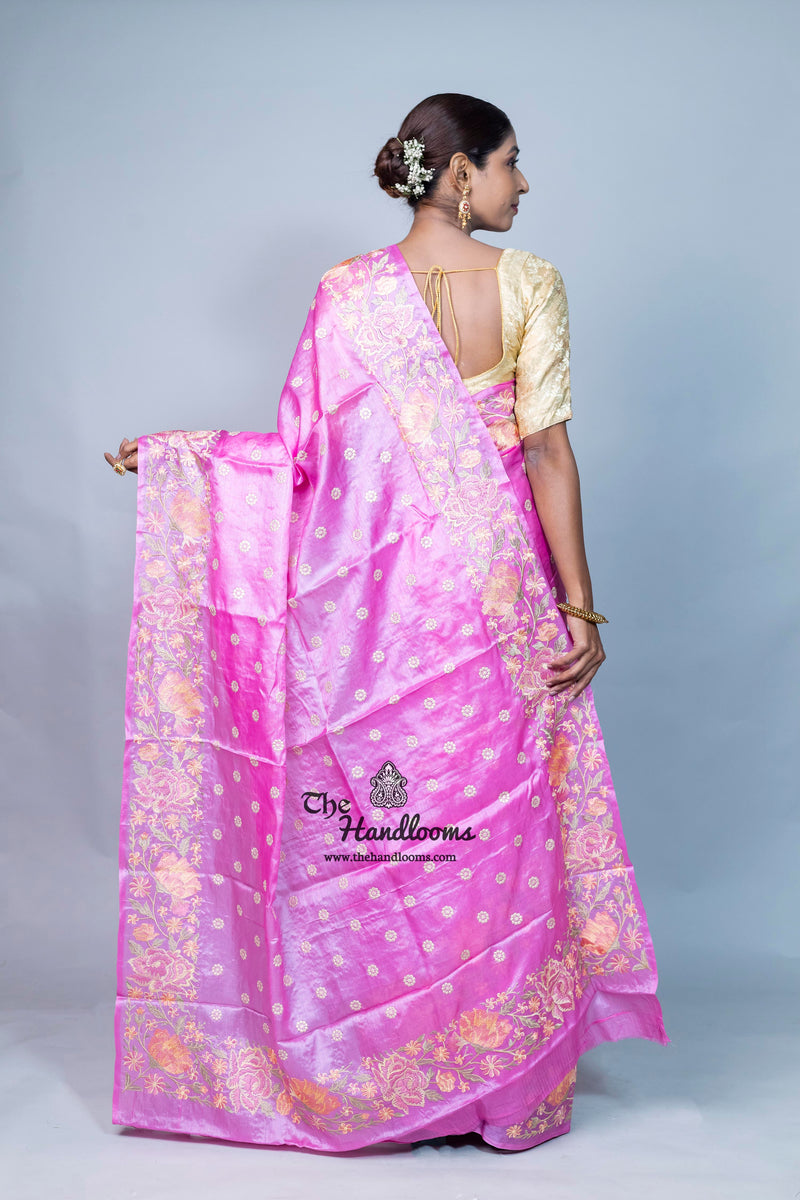 Tussar Silk Handloom Banarasi Saree With Chikankari