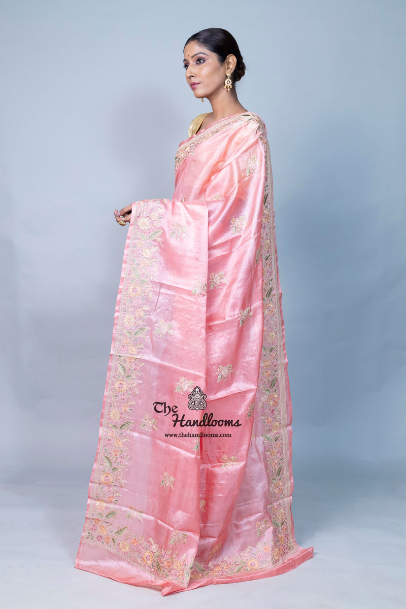 Tussar Silk Handloom Banarasi Saree With Chikankari