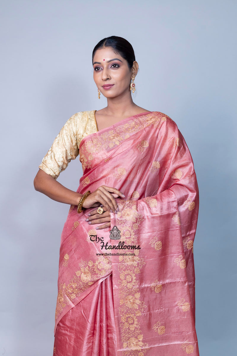 Tussar Silk Handloom Banarasi Saree With Chikankari