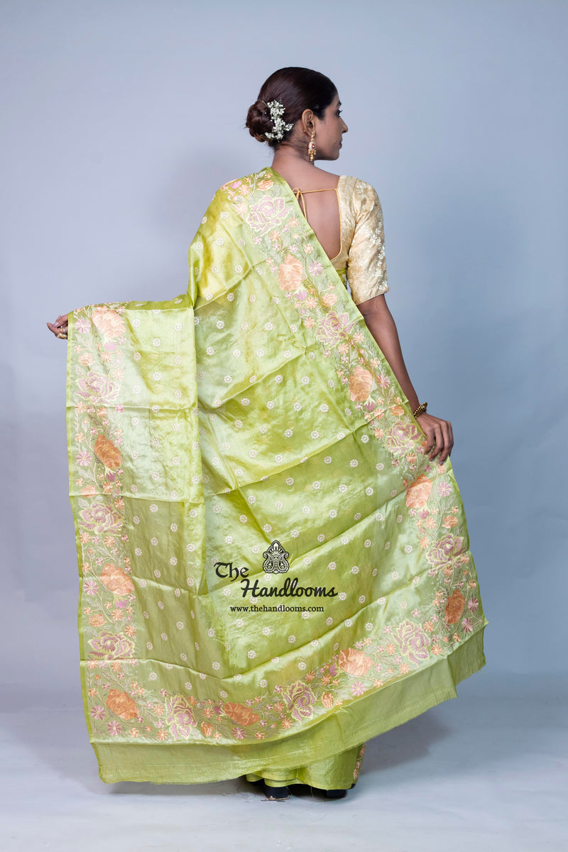 Tussar Silk Handloom Banarasi Saree With Chikankari