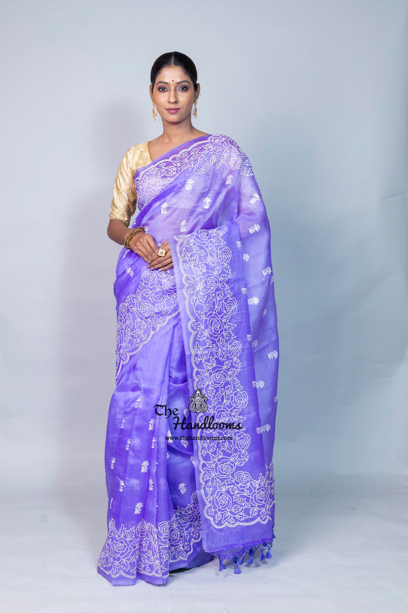 Pure Organza Chikankari Handloom Banarasi Saree