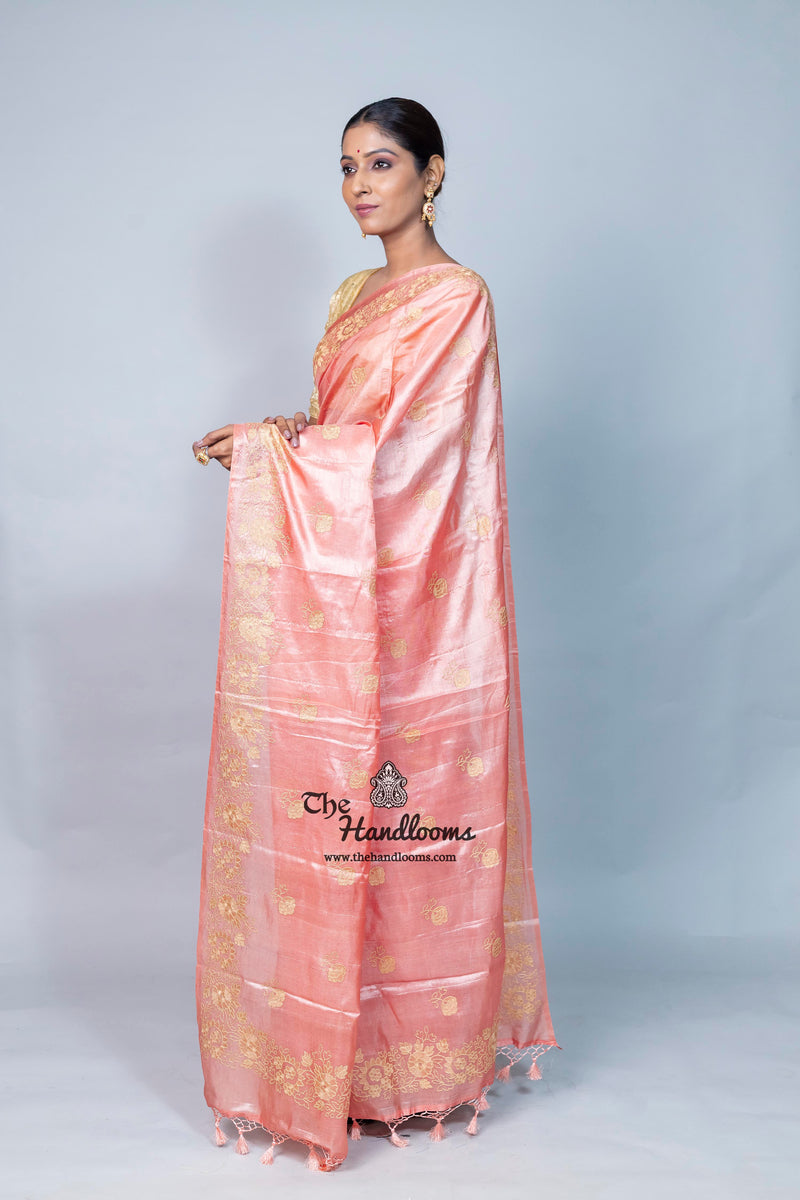 Tussar Silk Handloom Banarasi Saree With Chikankari
