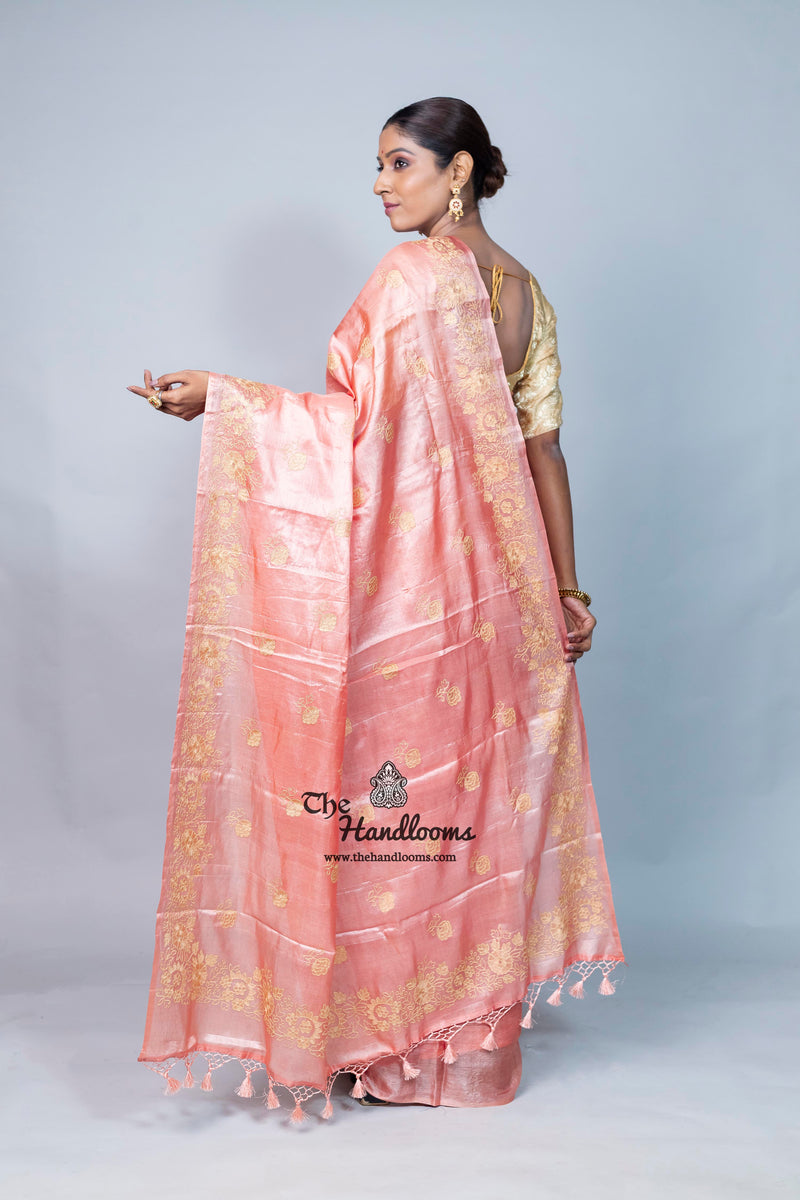 Tussar Silk Handloom Banarasi Saree With Chikankari