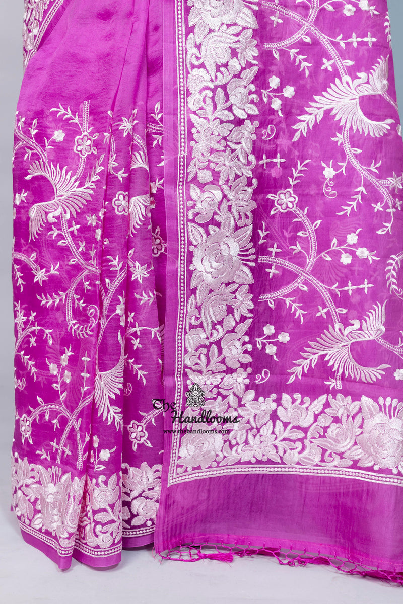 Pure Organza Chikankari Handloom Banarasi Saree