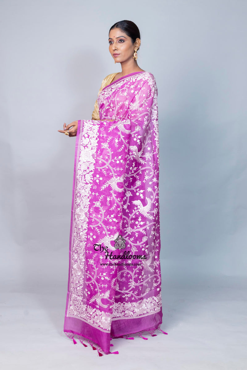 Pure Organza Chikankari Handloom Banarasi Saree