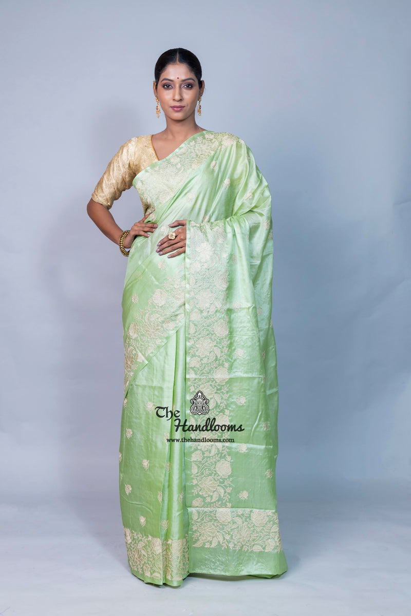 Tussar Silk Handloom Banarasi Saree With Chikankari
