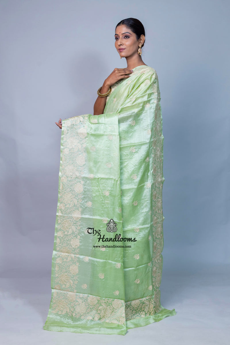 Tussar Silk Handloom Banarasi Saree With Chikankari