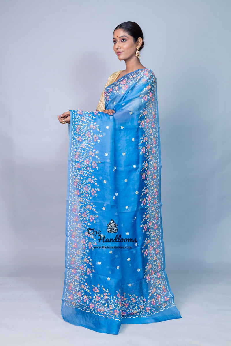 Pure Organza Chikankari Handloom Banarasi Saree
