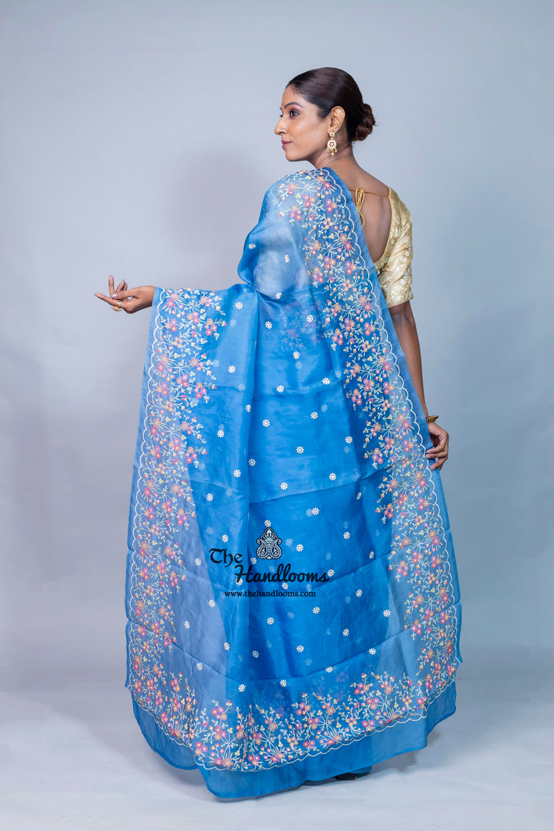 Pure Organza Chikankari Handloom Banarasi Saree