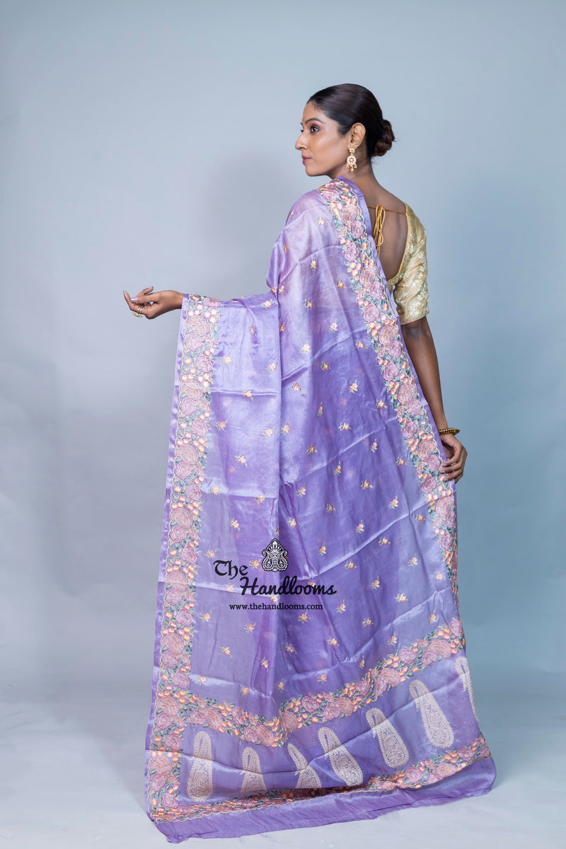 Tussar Silk Handloom Banarasi Saree With Chikankari