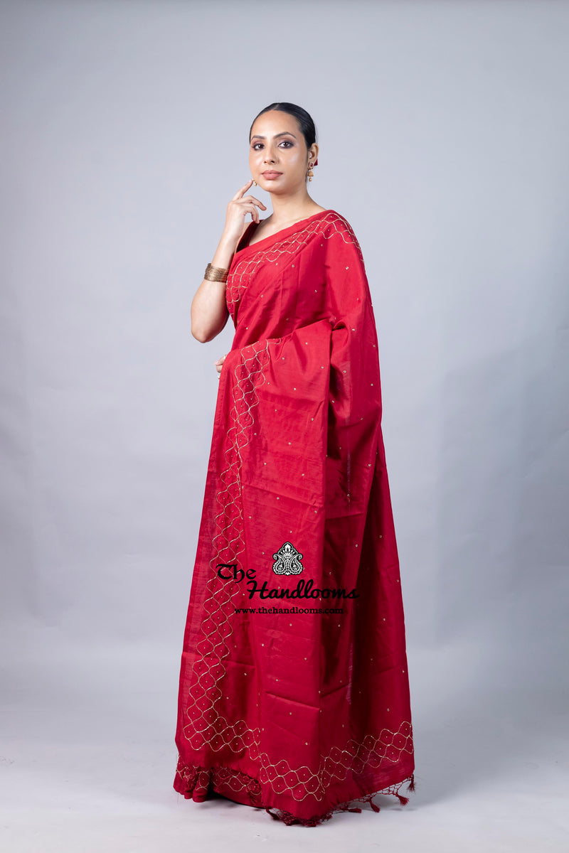 Pure Moonga Georgette Handloom Banarasi Saree With Handwork