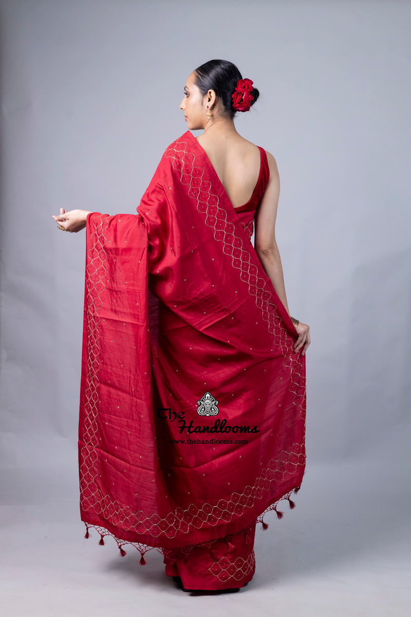 Pure Moonga Georgette Handloom Banarasi Saree With Handwork