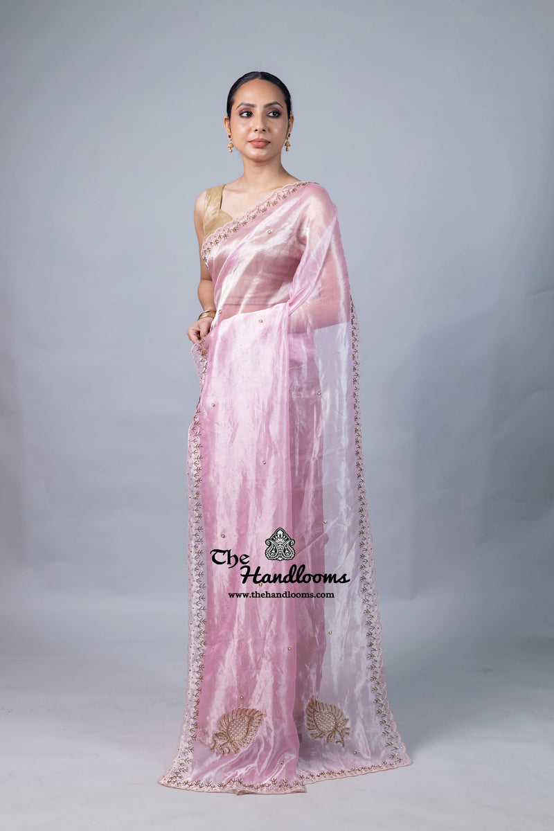 Pure Kora Tissue Handloom Banarasi Saree - Handwork