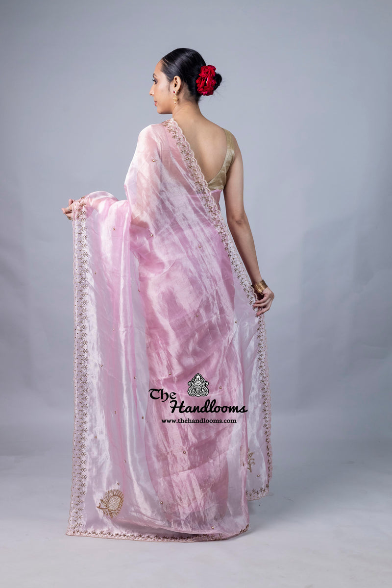 Pure Kora Tissue Handloom Banarasi Saree - Handwork