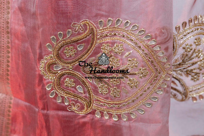 Pure Kora Tissue Handloom Banarasi Saree - Handwork