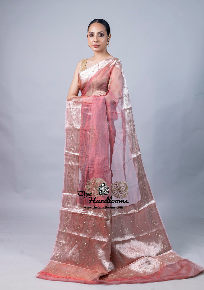 Pure Kora Tissue Handloom Banarasi Saree - Handwork