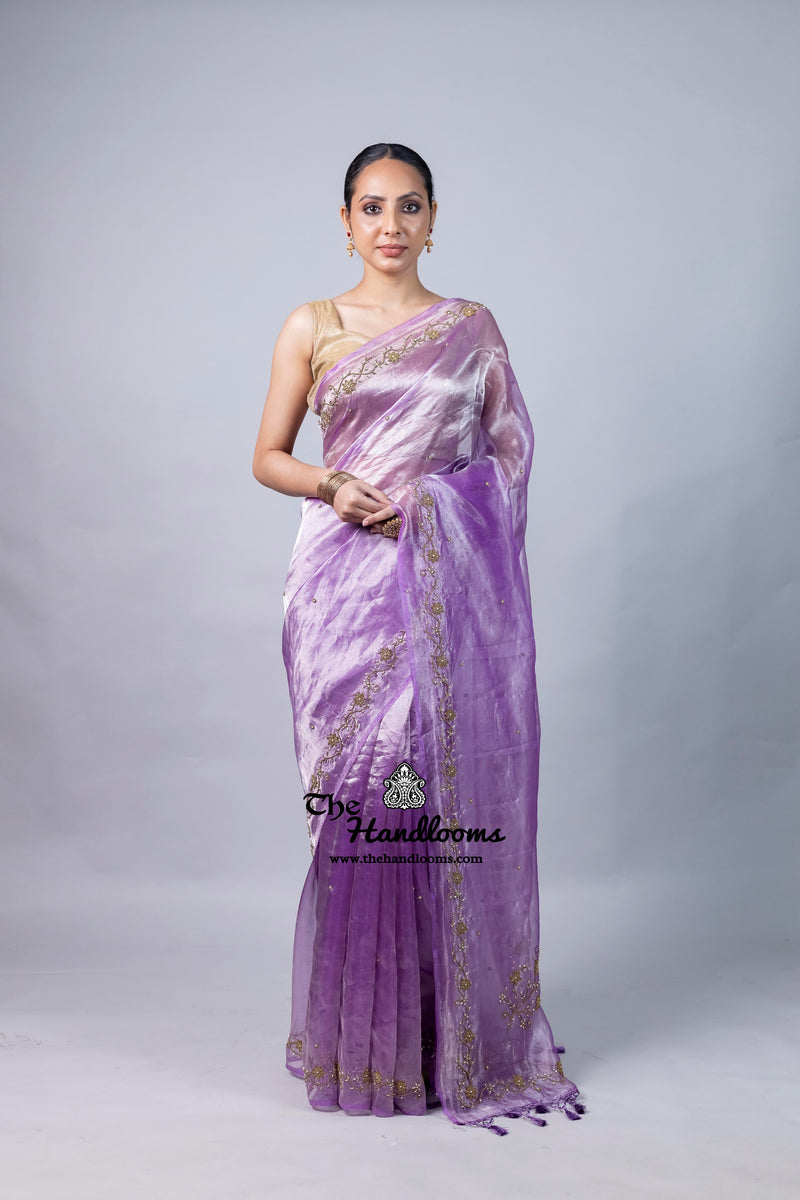 Pure Kora Tissue Handloom Banarasi Saree - Handwork