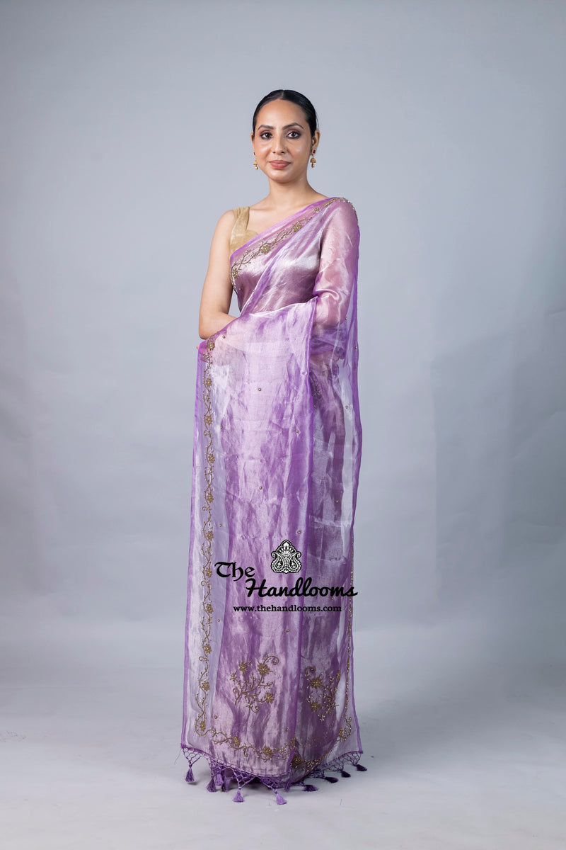 Pure Kora Tissue Handloom Banarasi Saree - Handwork