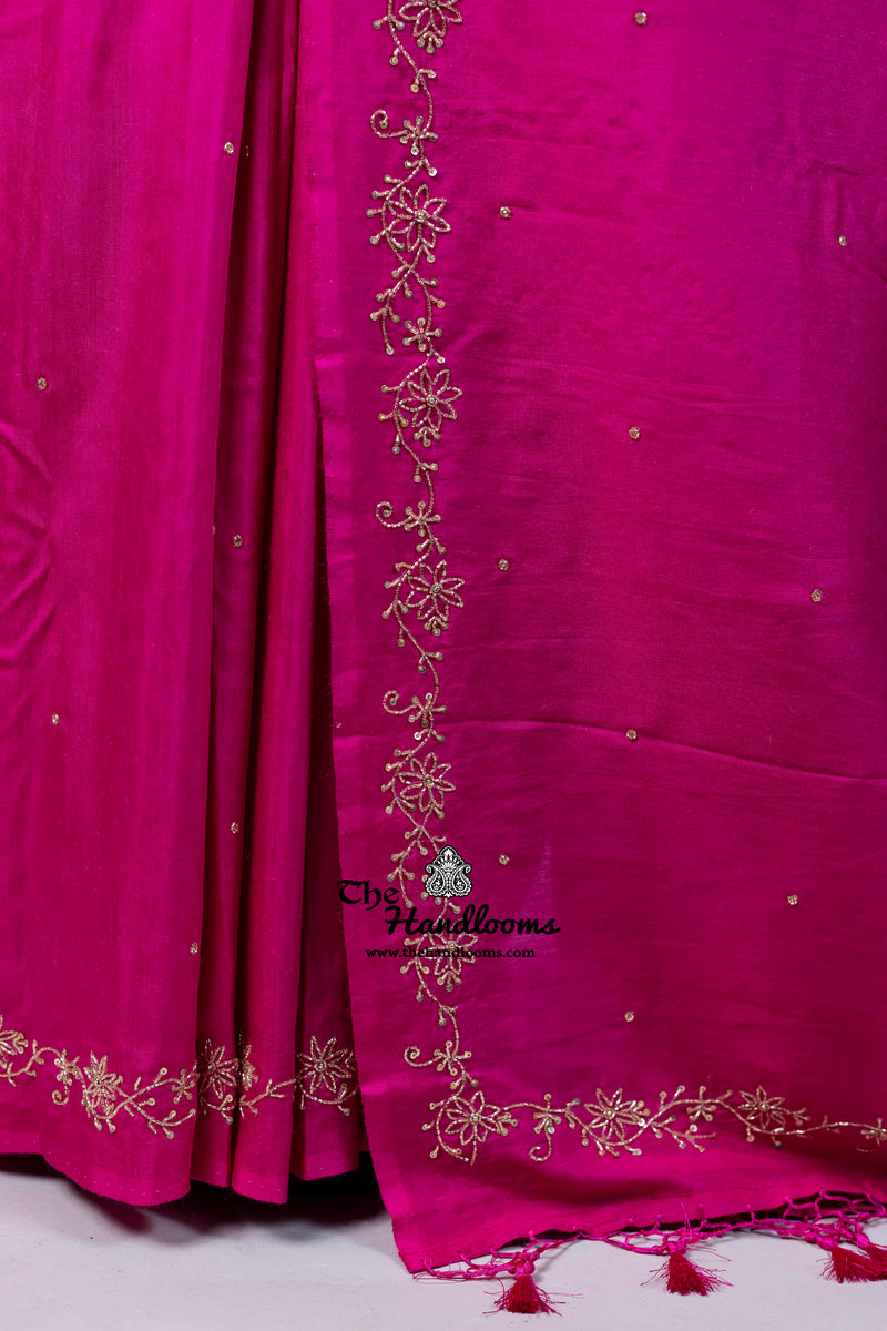 Pure Moonga Georgette Handloom Banarasi Saree With Handwork