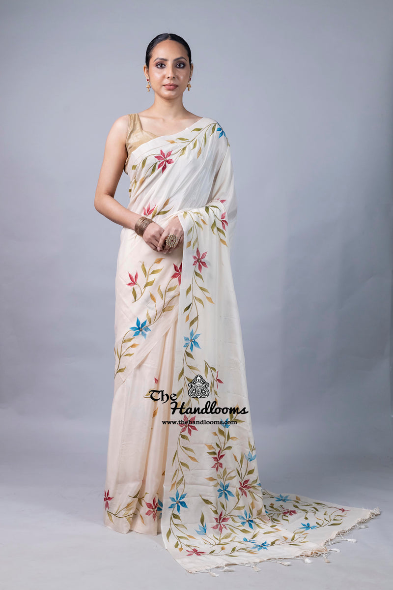 Pure Silk Handloom Banarasi Saree - Handwork Handbrush
